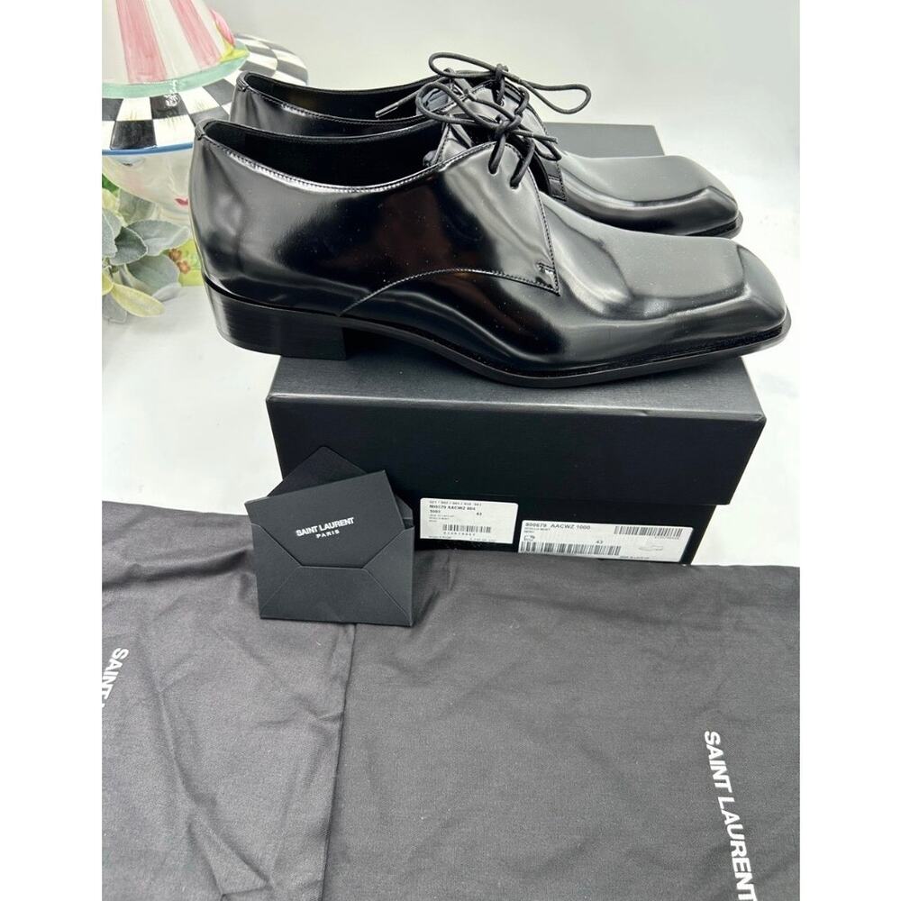 Men's Saint Laurent Jean black leather derby shoes, size 43 made in Italy - Picture 4 of 12